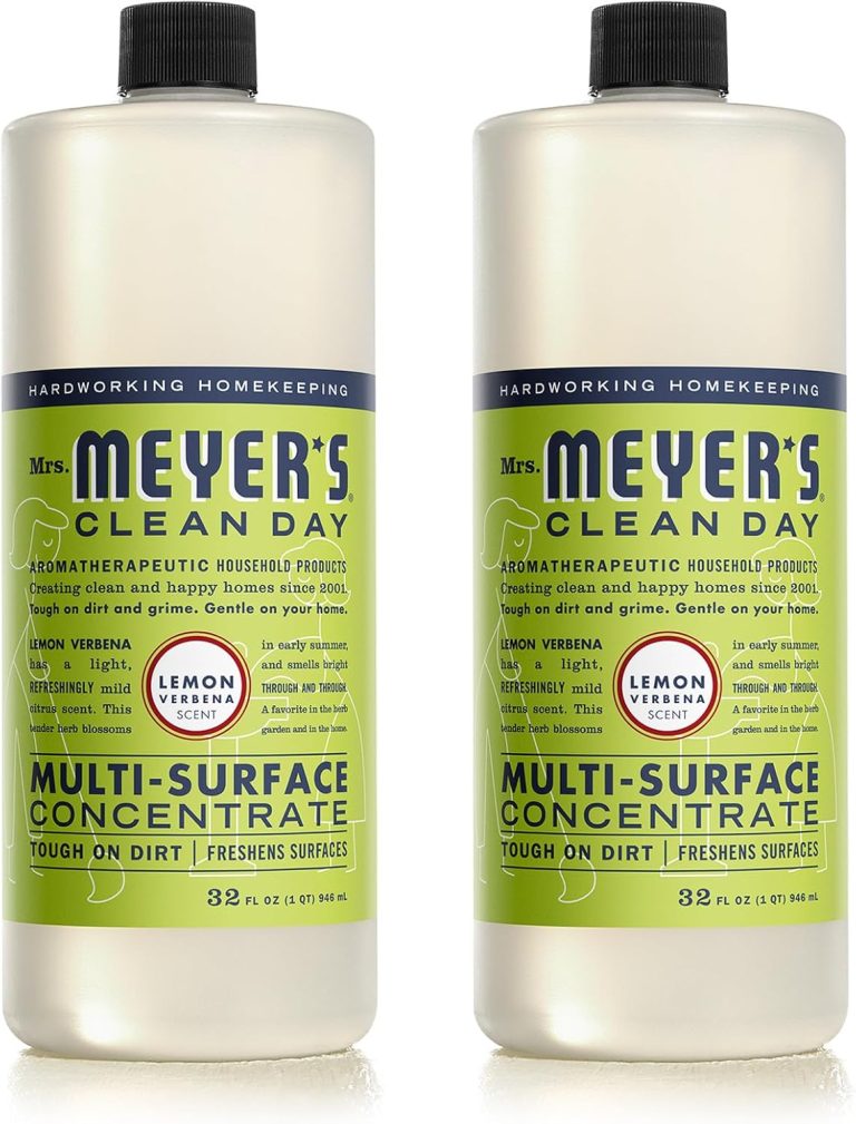 MRS. MEYER’S CLEAN DAY Multi-Surface Cleaner Concentrate, Use to Clean Floors, Tile, Counters, Lemon Verbena, 32 Fl. Oz – Pack of 2