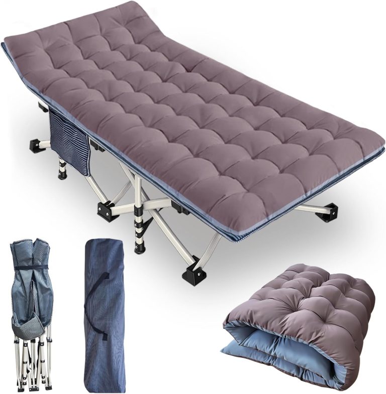 79″ L x 32″ W x 18″ H Camping Cot with Comfortable Mattress for Adults Oversize XXL Cots for Sleeping Camping Bed Folding Cot Heavy Duty with Carry Bag for Home Outdoor Travel