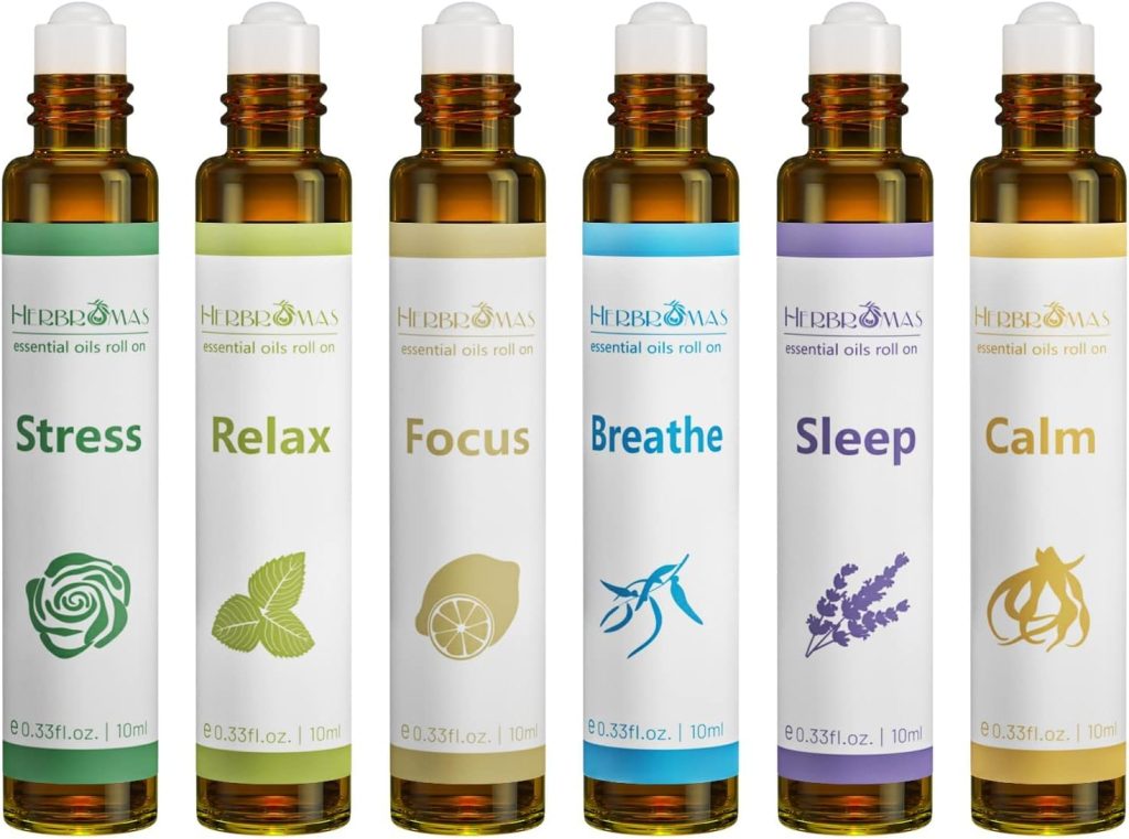 Aromatherapy Essential Oils Roll On Set, Natural Pre-diluted Blend Oils for Skin Use, Relaxation Gift for Women & Men, Pack 6 x10ml Aromatherapy Essential Oils Roll On Set, Natural Pre-diluted Blend Oils for Skin Use, Relaxation Gift for Women & Men, Pack 6 x10ml