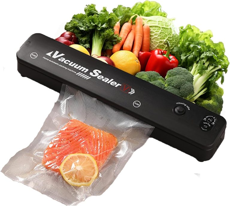 Vacuum Sealer Machine with 10 Vacuum Seal Bags, Kitchen in the Box Vacuum Sealer – 2 Modes for Food Storage, Automatic Air Sealer, Black