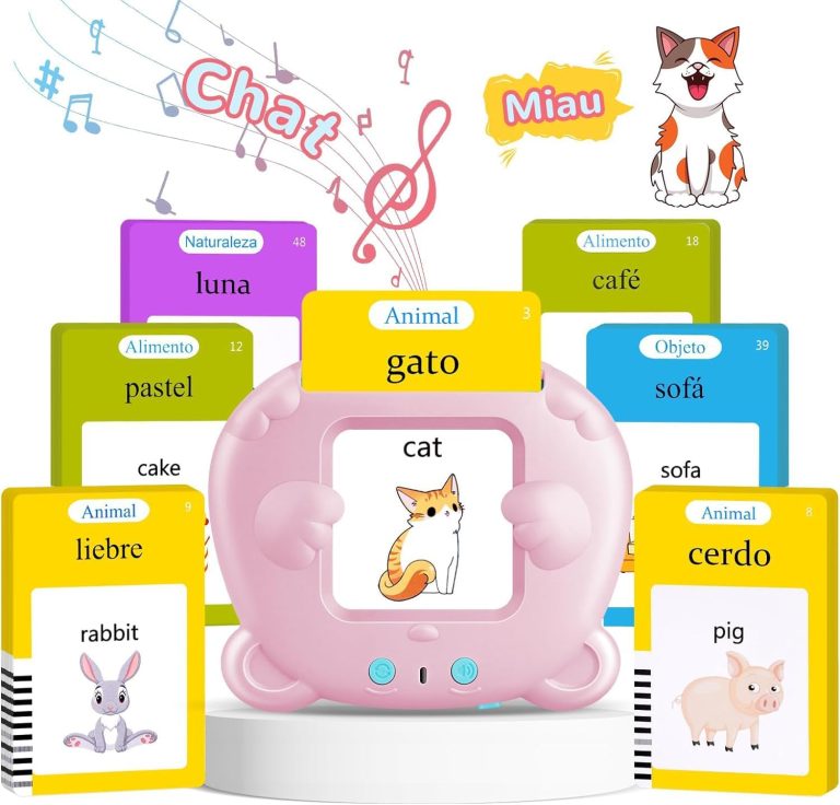 Spanish & English Talking Flash Cards for Toddler 1-6 Year Olds, Learning Montessori Toys with 224 Sight Words, Speech Therapy Toys, Children’s Sensory Preschool Learning Educational Birthday Gifts
