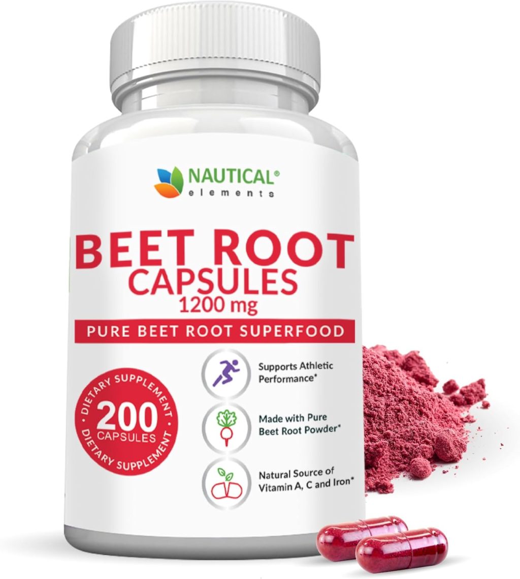 Beet Root Capsules – 1200mg Per Serving – 200 Beet Root Powder Capsules – Beetroot Powder Supports Blood Pressure, Athletic Performance, Digestive, Immune System (Pure, Non-GMO & Gluten Free Beet Root Capsules – 1200mg Per Serving – 200 Beet Root Powder Capsules – Beetroot Powder Supports Blood Pressure, Athletic Performance, Digestive, Immune System (Pure, Non-GMO & Gluten Free