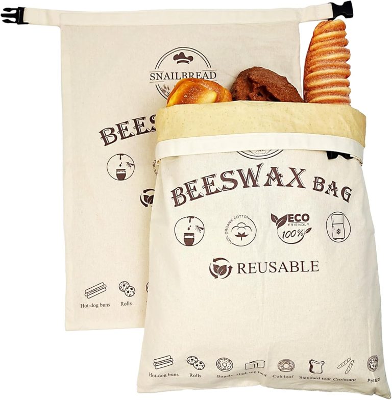 Bread Bags for Homemade Bread: 2 PCS Cotton Beeswax Bags for Bread/Fresh Storage, XL Reusable Sourdough Bread Bags, Beeswax Storage Bags for Keeping Fresh, 13x17in