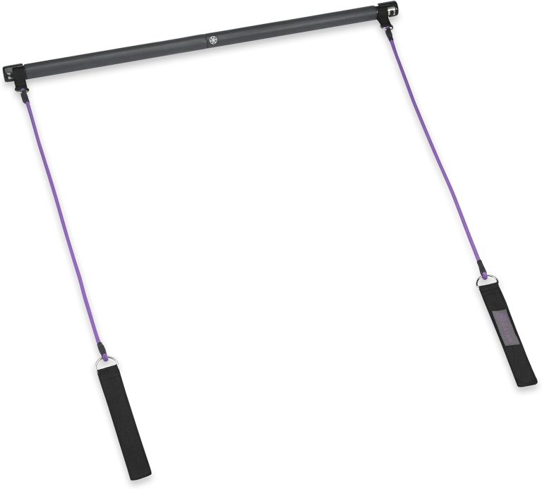 Gaiam Restore Pilates Bar Reformer Kit – Home Fitness Equipment for Total Body Workout – Includes Bar, Two 30-Inch Resistance Band Cords with Attached Foot Strap Loops – Exercise Guide Included