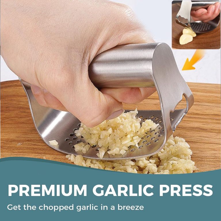 Upgrade Stainless Steel Garlic Presser,2024 New Garlic Press Rocker Garlic Mincer Garlic Crusher with Peeler and Cleaning Brush,Garlic Chopper for Smash Garlic Kitchen Gadgets Tools