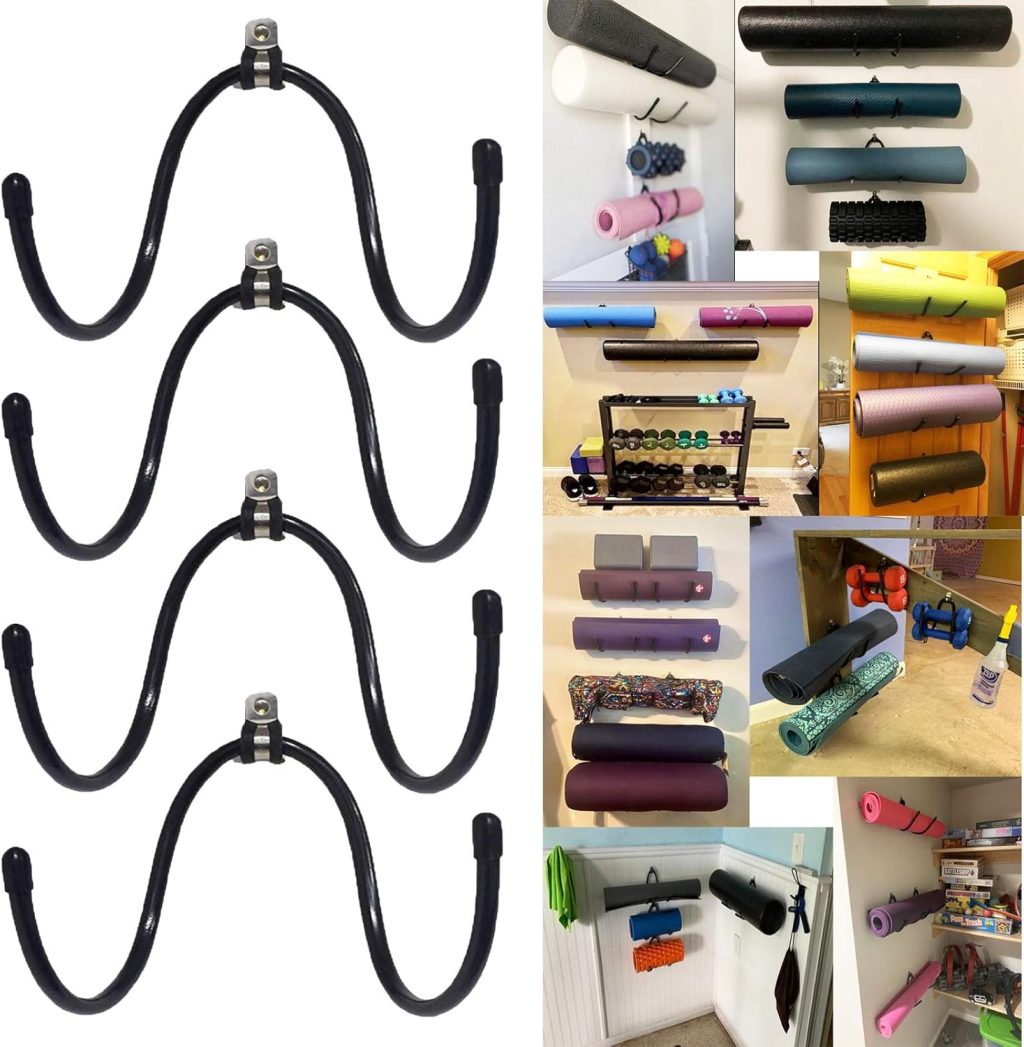 Yoga Mat Foam Rollers Wall Rack Wall Storage Mount Wall Holder Storage Shelf for Foam Rollers and Yoga Mat/Sports Sweat Towel, Up to 20Lbs – No Mat – Upgrade – 4/PK Yoga Mat Foam Rollers Wall Rack Wall Storage Mount Wall Holder Storage Shelf for Foam Rollers and Yoga Mat/Sports Sweat Towel, Up to 20Lbs – No Mat – Upgrade – 4/PK