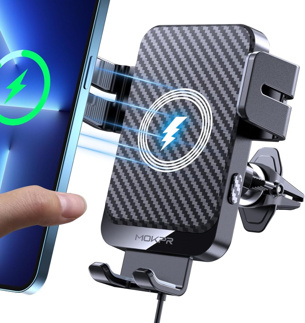 Wireless Car Charger, MOKPR 15W Fast Charging Auto-Clamping Car Charger Phone Mount Air Vent Cell Phone Holder Compatible iPhone 16/15/14/13/13 Pro/12 pro/12/11, Samsung Galaxy S23/S22/S21/S20, etc Wireless Car Charger, MOKPR 15W Fast Charging Auto-Clamping Car Charger Phone Mount Air Vent Cell Phone Holder Compatible iPhone 16/15/14/13/13 Pro/12 pro/12/11, Samsung Galaxy S23/S22/S21/S20, etc