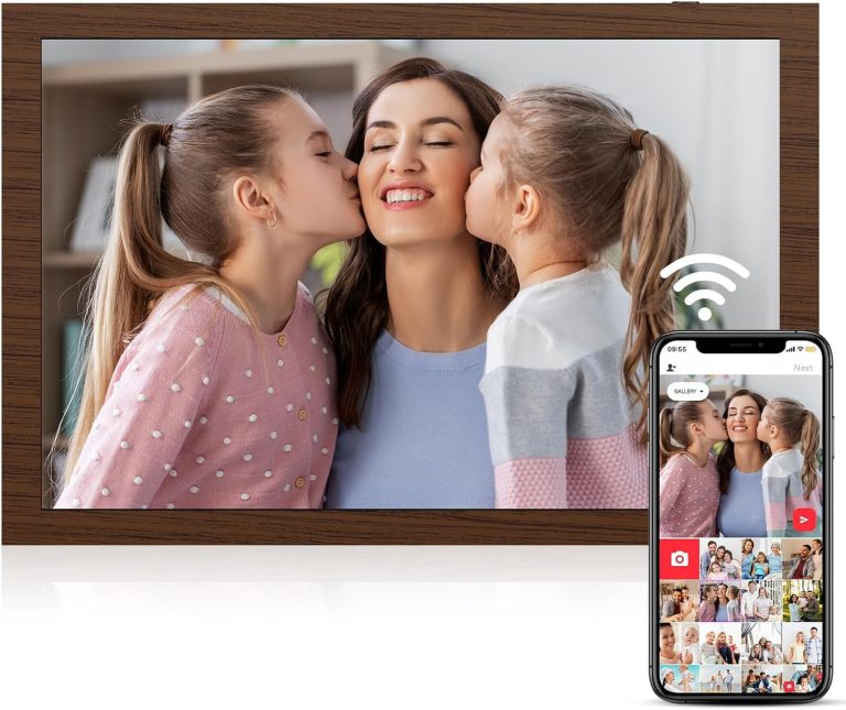 10.1″ WiFi Digital Picture Frame, 1280×800 IPS HD Touch Screen, Smart Electronic Photo Frame, 16GB Storage, Auto-Rotate, Easy Setup to Share Photos or Videos Remotely via App and Email
