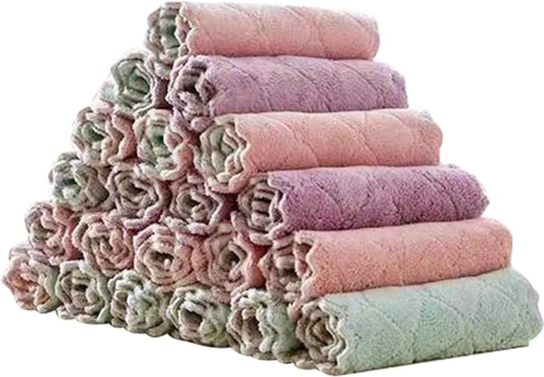 20 Pack Kitchen Towels Quick Dry Washcloths, Coral Velvet Dishtowels Multipurpose Reusable Cloths, Soft Tea Absorbent Cleaning Cloths Double-Sided Microfiber Lint Free Rags.