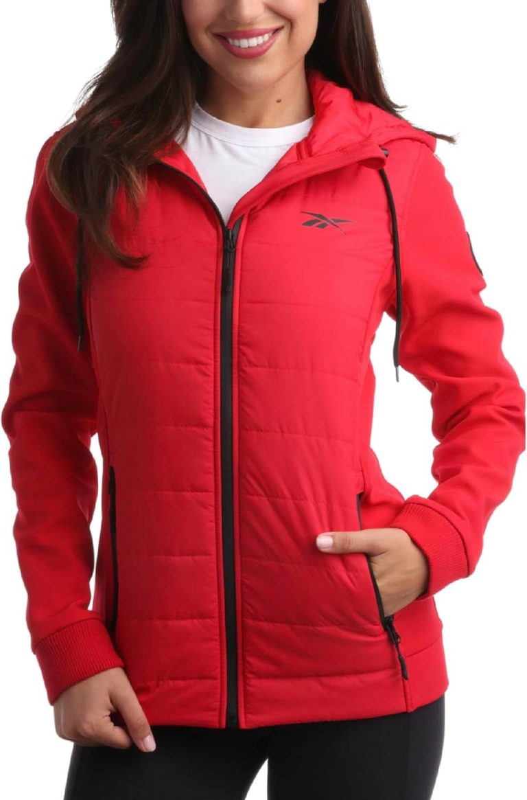 Reebok Women’s Jacket – Lightweight Quilted Puffer Parka Coat with Flex Stretch Panels – Casual Jacket for Women (S-XL)