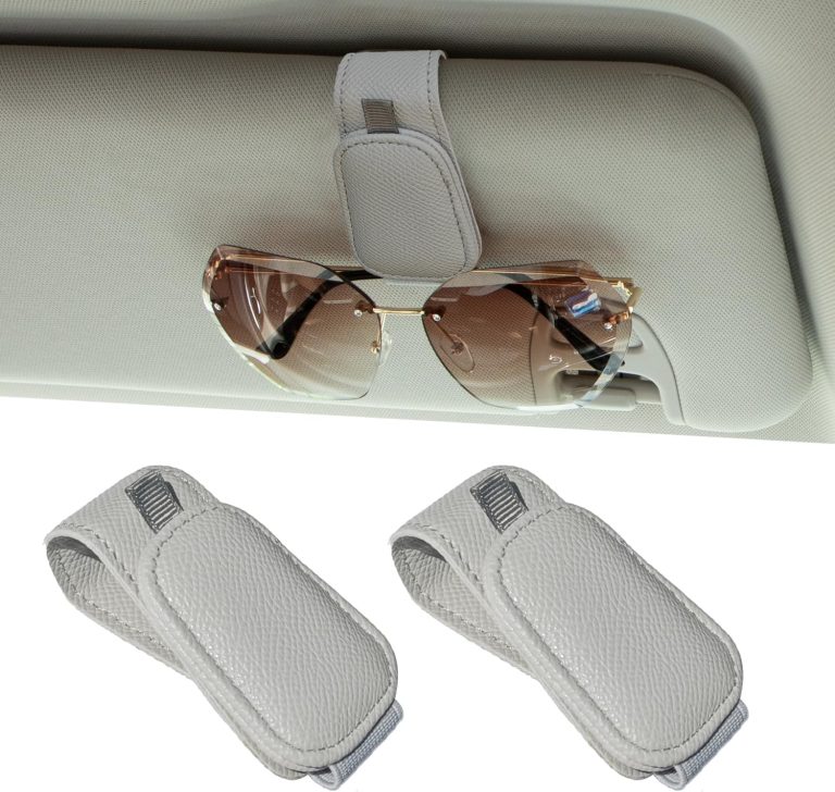 Yuoyar 2 Packs Magnetic Sunglass Holder for Car Visor – Sunglasses Clip for Car Visor Universal Fit for Different Size Eyeglasses – Convenient Interior Car Accessories (2, Grey)
