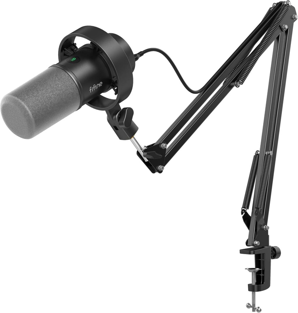 FIFINE K688 Podcast Microphone Kit, USB/XLR Dynamic Microphone with Boom Arm for PC/XLR Mixer, Gaming Mic with Mute Button, Headphone Jack for Vocal, Voice-Over, Streaming, Music Recording -K688CT FIFINE K688 Podcast Microphone Kit, USB/XLR Dynamic Microphone with Boom Arm for PC/XLR Mixer, Gaming Mic with Mute Button, Headphone Jack for Vocal, Voice-Over, Streaming, Music Recording -K688CT