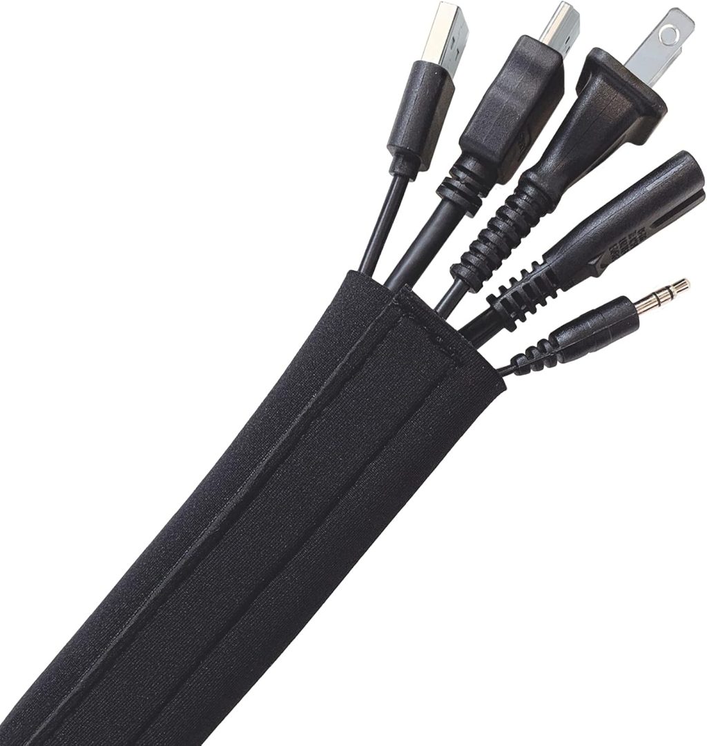 Hook and Loop Cable Sleeve by Wrap-It Storage – 120″ x 4.5″ Black – Cut to Size Cord Organizer and Cable Protector for Desk, TV Cord Management to Hide and Cover Wire and Extension Cords Hook and Loop Cable Sleeve by Wrap-It Storage – 120″ x 4.5″ Black – Cut to Size Cord Organizer and Cable Protector for Desk, TV Cord Management to Hide and Cover Wire and Extension Cords