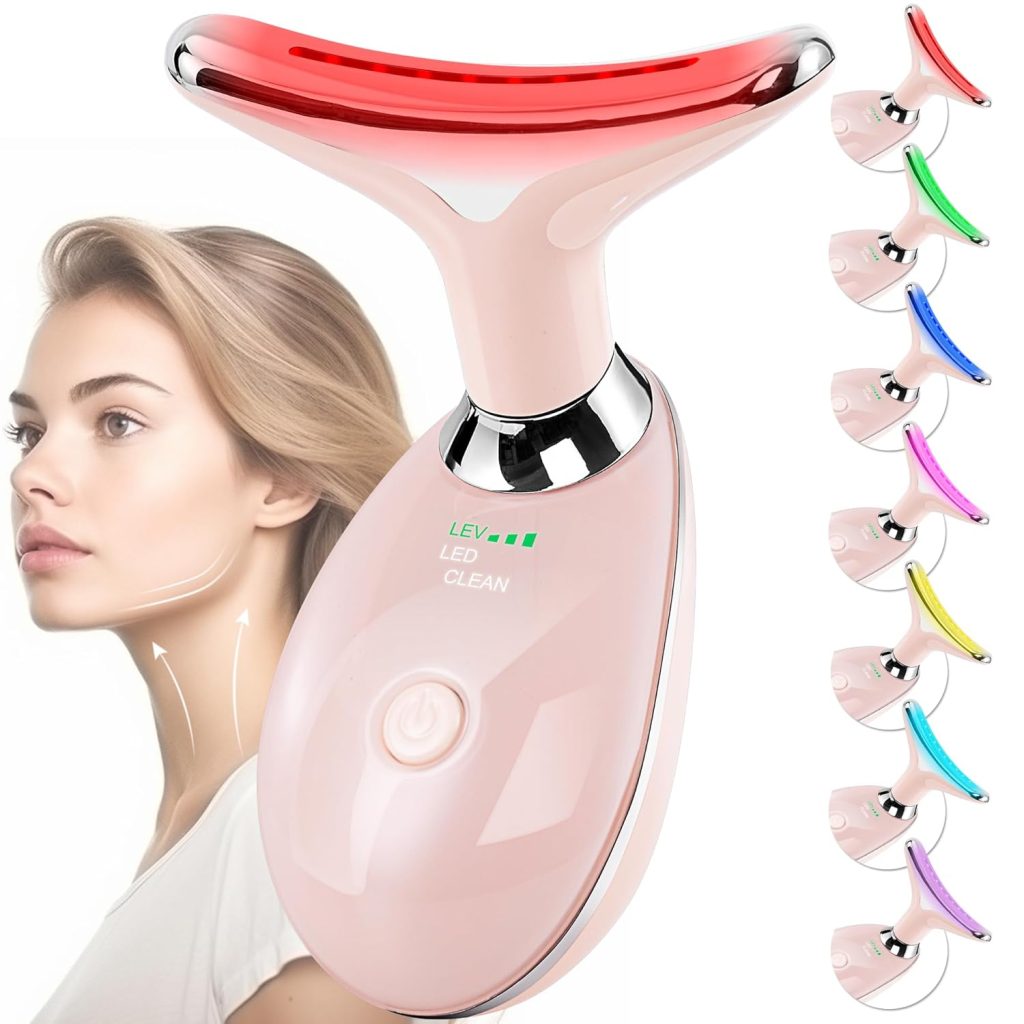 Facial Massager for Face and Neck, Red-Light-Therapy-for-Face and Neck, Face culpting Wand with 7 Color, at-Home Face Tool for Skin Care (Pink) Facial Massager for Face and Neck, Red-Light-Therapy-for-Face and Neck, Face culpting Wand with 7 Color, at-Home Face Tool for Skin Care (Pink)