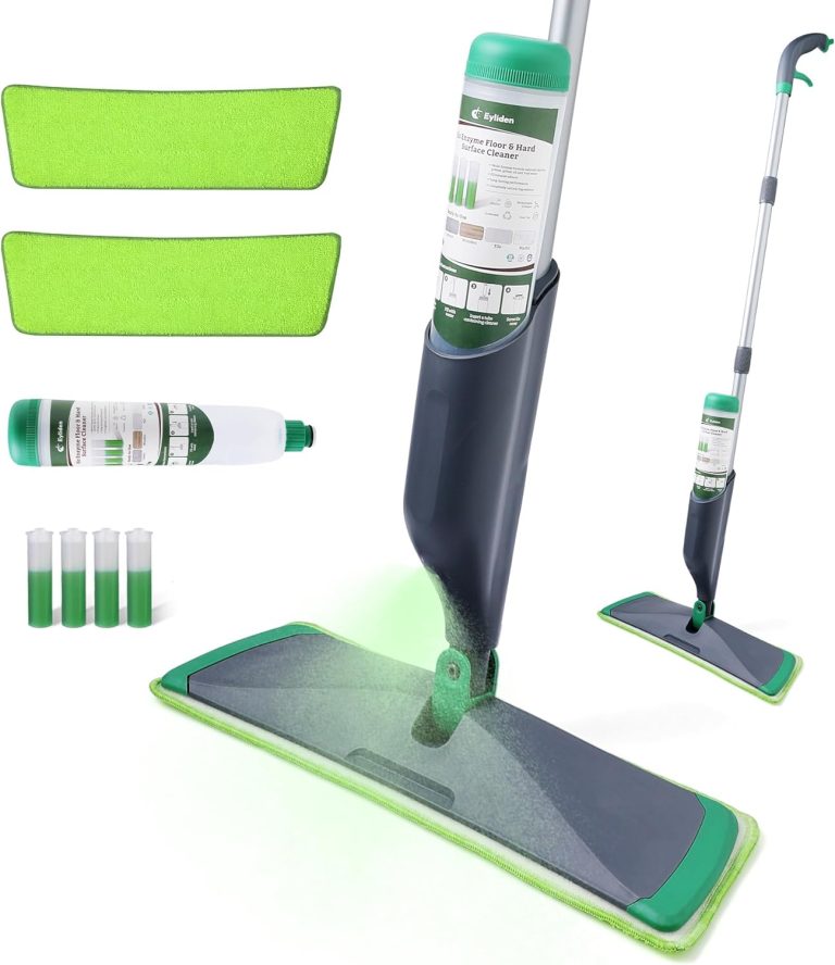 Eyliden Premium Spray Mop with 40ml Bio-Enzyme Floor Cleaning Concentrate – pH Neutral, Eliminates Odours, Biodegradable – 2 Machine Washable Pads, Floor Cleaner Mop for Tile Laminate Wood Hardwood