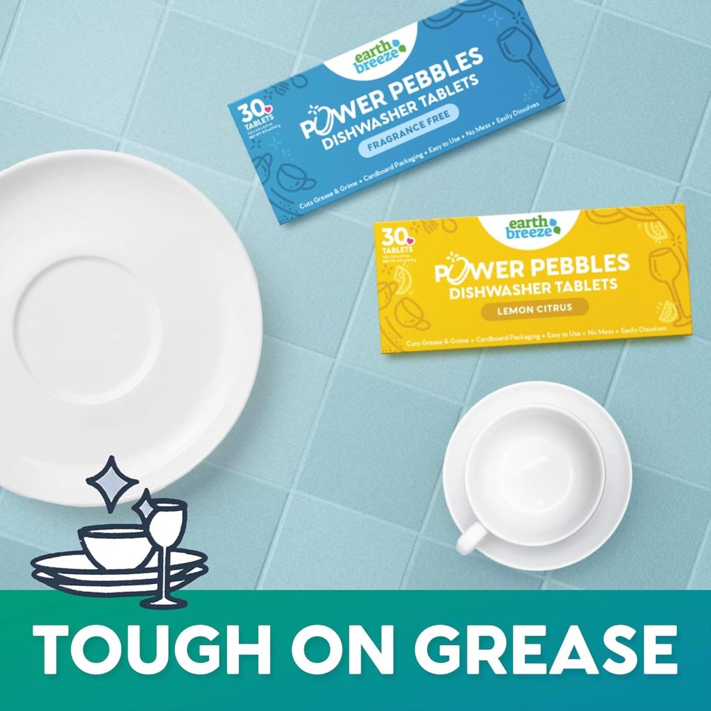 Earth Breeze Power Pebbles Dishwasher Tablets – 30 Dishwasher Tablets (3 Pack) – A Total of 90 Tablets/Loads – Cuts Grease and Grime – Easy To Use – Lemon Citrus Earth Breeze Power Pebbles Dishwasher Tablets – 30 Dishwasher Tablets (3 Pack) – A Total of 90 Tablets/Loads – Cuts Grease and Grime – Easy To Use – Lemon Citrus