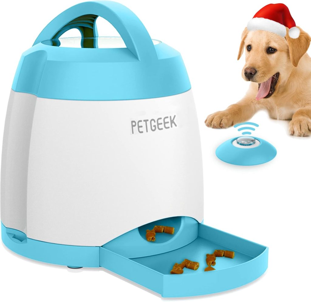 PETGEEK Automatic Treat Dispenser with Remote Button – Puzzle Memory Training Activity Toy- IQ Training Feeder for Dogs & Cats, Best Gift for Birthday, Thanksgiving, Christmas, New Year (Blue) PETGEEK Automatic Treat Dispenser with Remote Button – Puzzle Memory Training Activity Toy- IQ Training Feeder for Dogs & Cats, Best Gift for Birthday, Thanksgiving, Christmas, New Year (Blue)