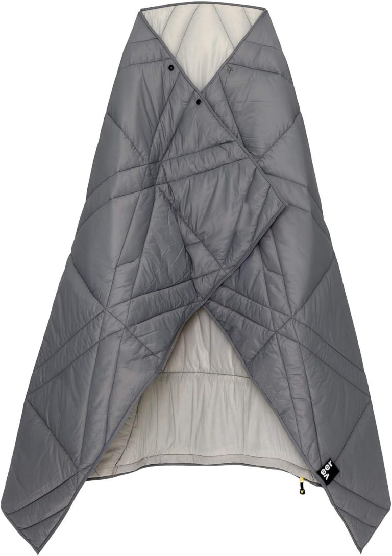 Veer Adventure Blanket – 100% Down Alternative Insulated Outdoor Puffy Blanket for Camping, Beach, Sports/Stadiums, Picnics, or Travel – Built-in Hand Pockets and Zipper Pillow Pocket – Adult Size