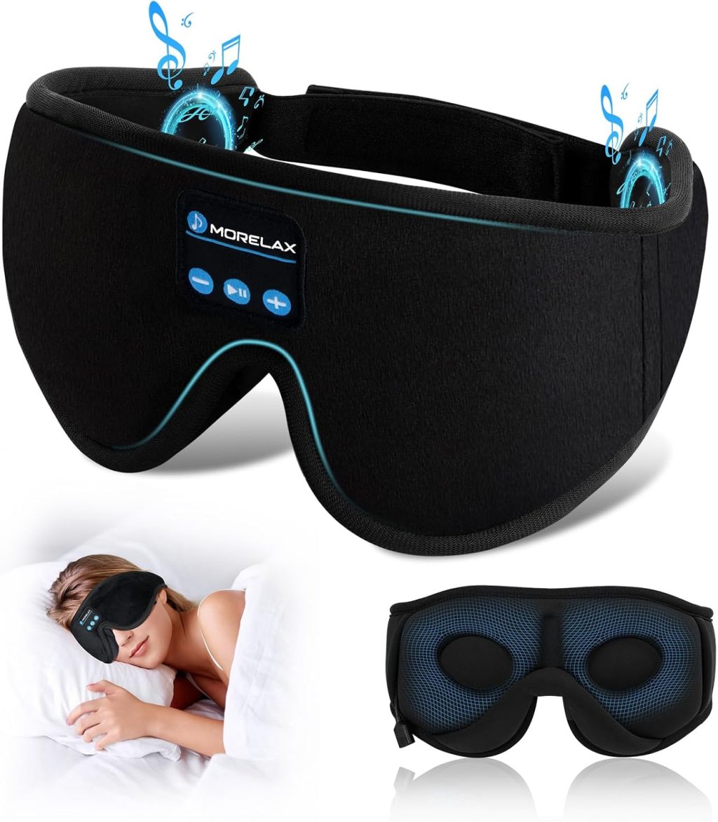 Sleep Mask with Bluetooth Headphones, 3D Sleep Mask Wireless Music Eye Mask for Sleeping Side/Back Sleepers White Noise Sleep Headphones Ultra-Thin Stereo Speakers Gift for Women/Men, Black Sleep Mask with Bluetooth Headphones, 3D Sleep Mask Wireless Music Eye Mask for Sleeping Side/Back Sleepers White Noise Sleep Headphones Ultra-Thin Stereo Speakers Gift for Women/Men, Black
