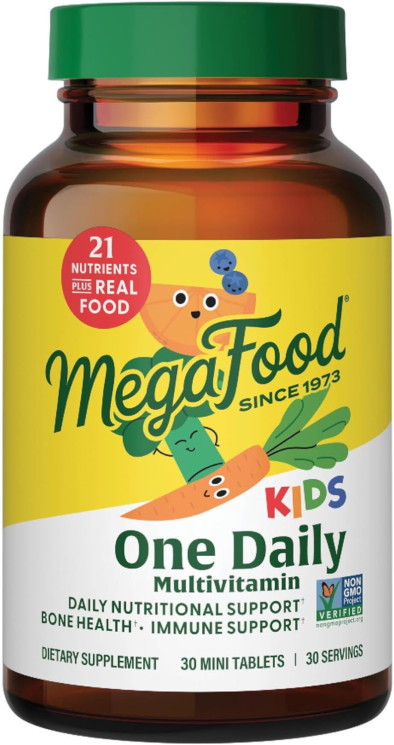 MegaFood Kids One Daily – Kids Vitamins – With Vitamin B, Vitamin C, Vitamin D & Zinc – Bone Health & Immune Support Supplement – Non-GMO, Vegetarian, Made Without 9 Food Allergens – 30 Mini Tabs MegaFood Kids One Daily – Kids Vitamins – With Vitamin B, Vitamin C, Vitamin D & Zinc – Bone Health & Immune Support Supplement – Non-GMO, Vegetarian, Made Without 9 Food Allergens – 30 Mini Tabs