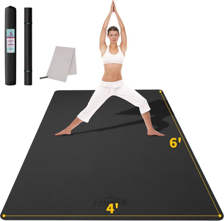 CAMBIVO Large Yoga Mat (6’x 4′), Extra Wide Workout Mat for Men and Women, Yoga Mat Thick 1/3 &1/4 Exercise Mats for Home Workout, Yoga, Pilates (Black,1/4 inch)