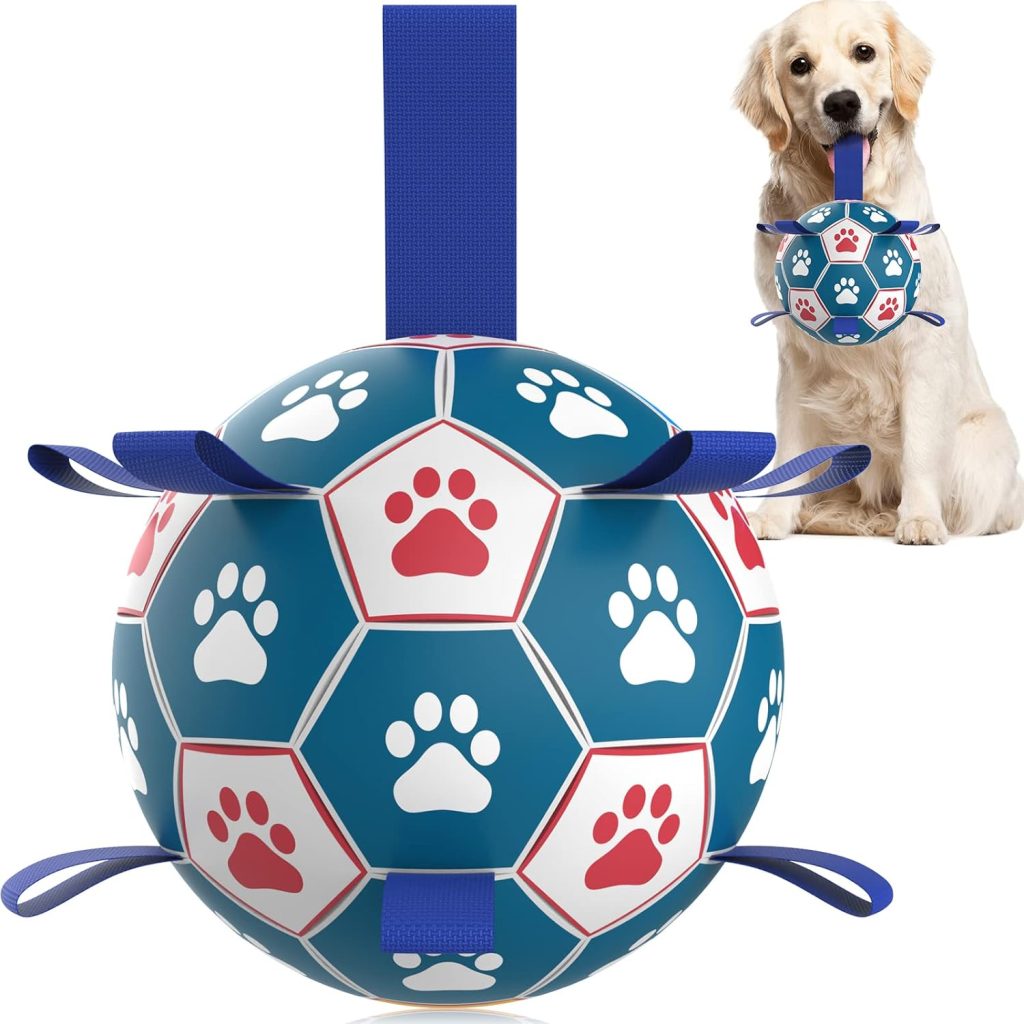 QDAN Dog Ropes Toys Soccer Ball with Straps, Interactive Dog Toys for Tug of War, Puppy Birthday Gifts, Dog Tug Toy, Dog Water Toy, Durable Dog Balls for Medium & Large Dogs(8 Inch) QDAN Dog Ropes Toys Soccer Ball with Straps, Interactive Dog Toys for Tug of War, Puppy Birthday Gifts, Dog Tug Toy, Dog Water Toy, Durable Dog Balls for Medium & Large Dogs(8 Inch)