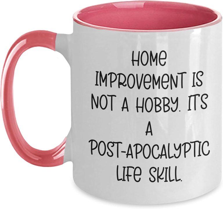 Home Improvement Enthusiasts’ Delight, Funny Two Tone Coffee Mug Gifts from Friends for Home Improvement Lovers, Christmas Unique Gifts