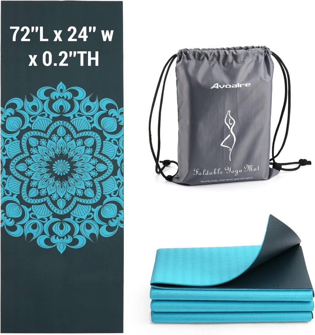 Avoalre Foldable Travel Yoga Mat Print | 5mm &6mm Thick Large Pilates Mat | Non-Slip High Density Floor Exercise Mat for Home Workout | Eco-Friendly Folding Fitness Mat for Women Men with Carrying Bag Avoalre Foldable Travel Yoga Mat Print | 5mm &6mm Thick Large Pilates Mat | Non-Slip High Density Floor Exercise Mat for Home Workout | Eco-Friendly Folding Fitness Mat for Women Men with Carrying Bag