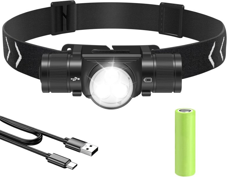 HP330 LED Headlamp Rechargeable 2000mAh Battery Powered,3 LEDs 8 Modes Head Lamp for Adults Outdoor Camping, Hiking, Adventures, Emergencies, Running Headlight Light Gifts