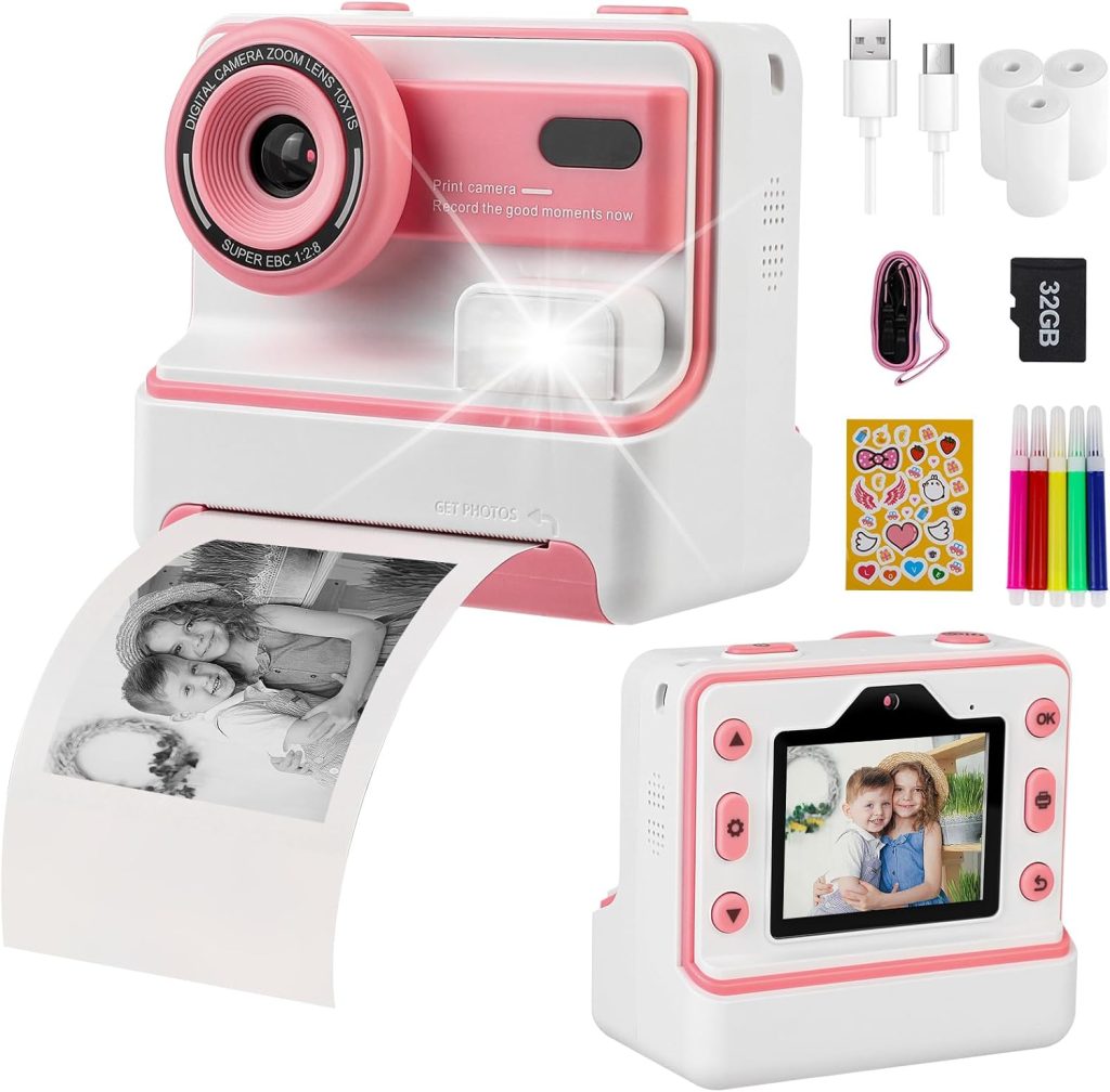 HOMELYLIFE Kids Instant Print Camera Toy for Girls Boys, Kids Camera for 3-14 Year Old, 1080P HD Kids Digital Camera with 3 Photo Paper Birthday Gifts for 3 4 5 6 7 8 9+ Year Old 32GB SD Card, Pink HOMELYLIFE Kids Instant Print Camera Toy for Girls Boys, Kids Camera for 3-14 Year Old, 1080P HD Kids Digital Camera with 3 Photo Paper Birthday Gifts for 3 4 5 6 7 8 9+ Year Old 32GB SD Card, Pink