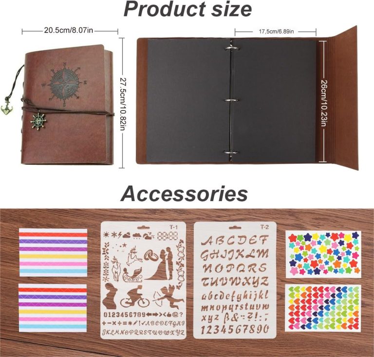 ThxMadam Leather Customize Photo Album Sscrapbook 60 Pages Love Memory Photo Book Vintage Wedding DIY Memory Book,Travelling Journal Scrap Book Family Scrapbook Birthday Christmas Gift for Mother Wife
