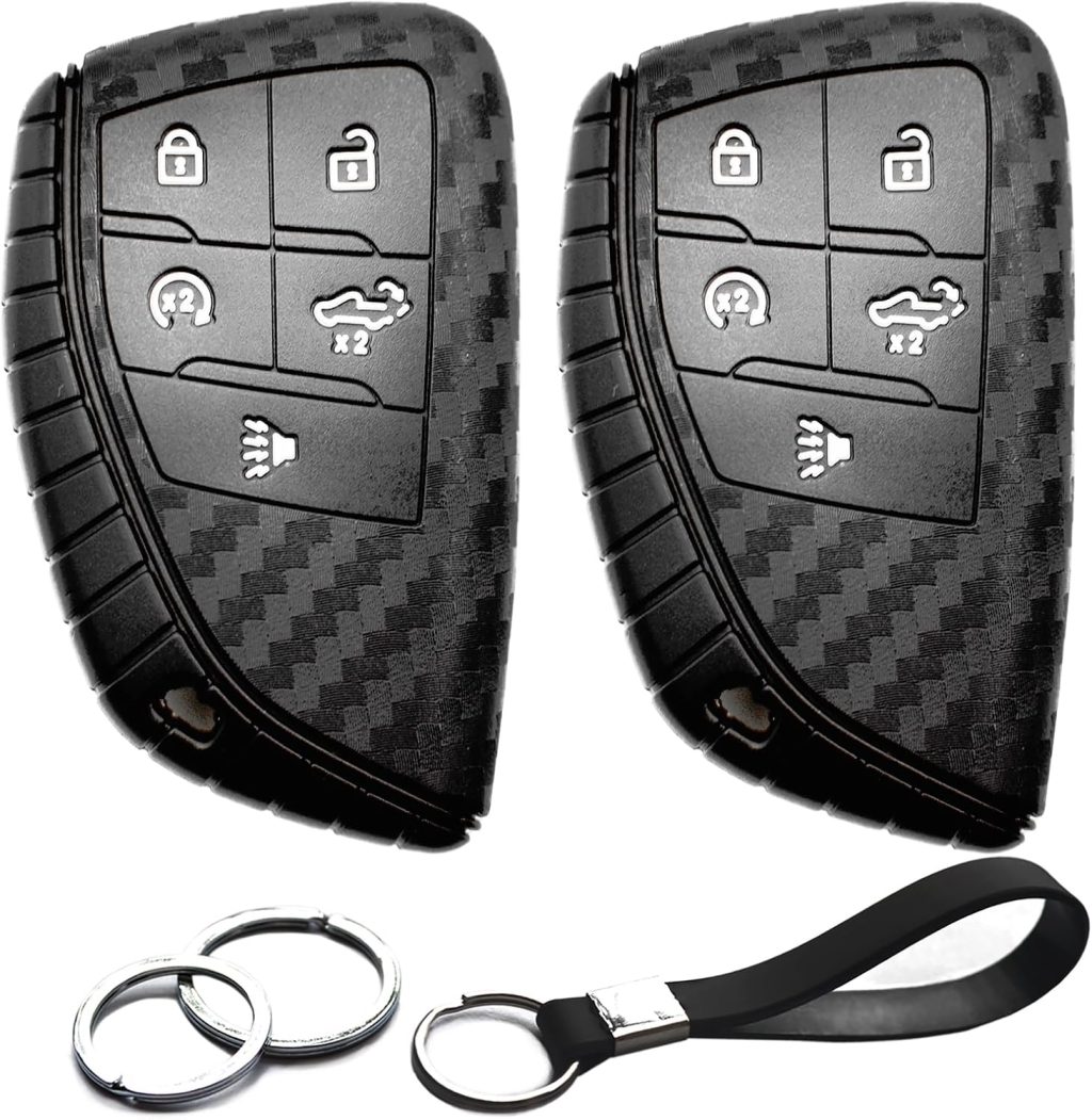 2pcs Compatible with Chevy GMC Key Fob Cover Case Key Chain fit for Chevrolet Chevy Silverado 1500 2500 3500 HD EV GMC Sierra 1500 2500 3500 HD Accessories Shell Holder Carbon Fiber Black 2pcs Compatible with Chevy GMC Key Fob Cover Case Key Chain fit for Chevrolet Chevy Silverado 1500 2500 3500 HD EV GMC Sierra 1500 2500 3500 HD Accessories Shell Holder Carbon Fiber Black
