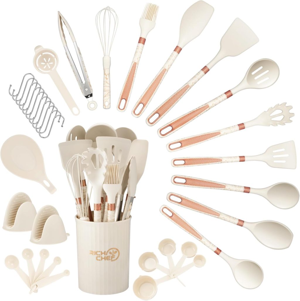 36 Pcs Silicone Cooking Utensils Set – 446°F Heat Resistant Kitchen Utensils,Turner,Tongs,Spatula,Spoon,Brush,Whisk,Kitchen Utensil Gadgets Tools Set for Nonstick Cookware,Dishwasher Safe (BPA Free) 36 Pcs Silicone Cooking Utensils Set – 446°F Heat Resistant Kitchen Utensils,Turner,Tongs,Spatula,Spoon,Brush,Whisk,Kitchen Utensil Gadgets Tools Set for Nonstick Cookware,Dishwasher Safe (BPA Free)