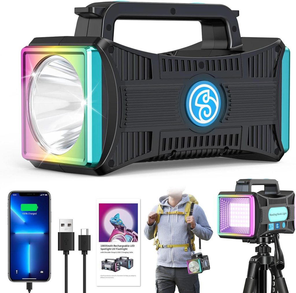 Rechargeable Flashlight, LED Spotlight Flashlight 10000 Capacity 6000LM 30h Ultra-Long Standby UV Flashlight Blacklight Waterproof with USB Output as a Power Bank Rechargeable Flashlight, LED Spotlight Flashlight 10000 Capacity 6000LM 30h Ultra-Long Standby UV Flashlight Blacklight Waterproof with USB Output as a Power Bank