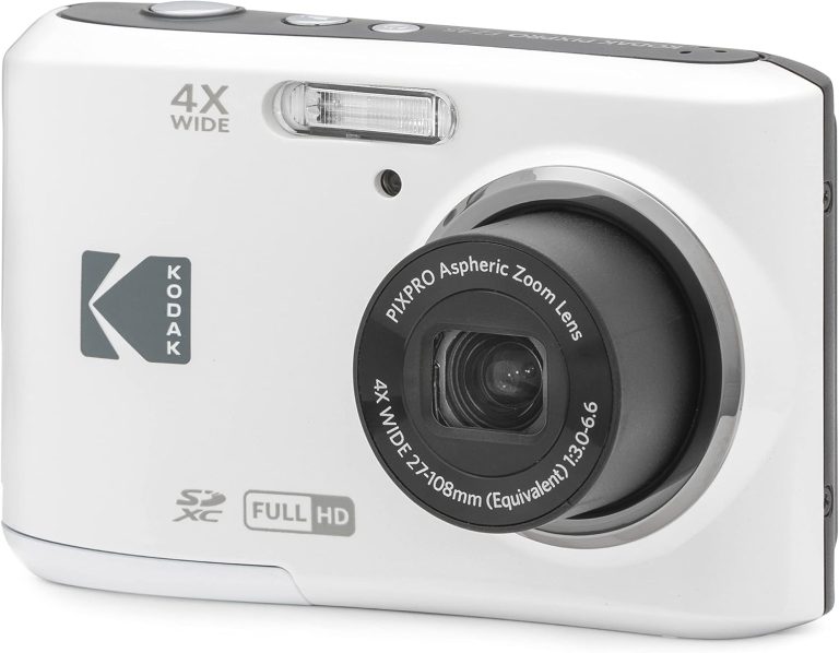 KODAK PIXPRO Friendly Zoom FZ45-WH 16MP Digital Camera with 4X Optical Zoom 27mm Wide Angle and 2.7″ LCD Screen (White)