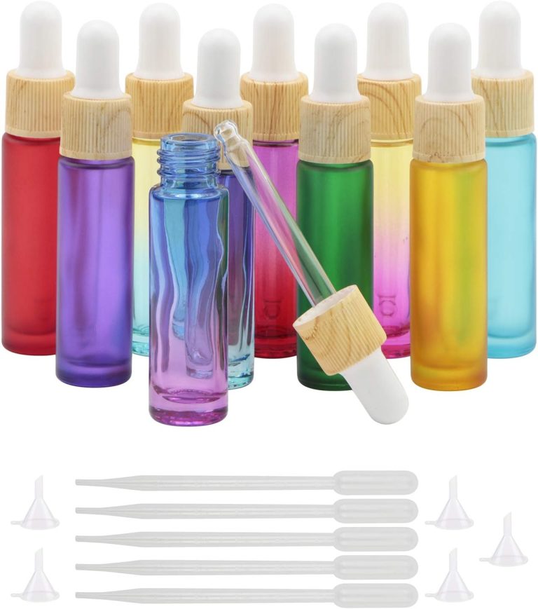10Pcs Dropper Bottles, 10ml (1/3oz) Glass Bottles Vials with Eye Droppers & Funnels, Essential Oils Perfumes Skincare Liquids Dropper Vials Bottles Containers