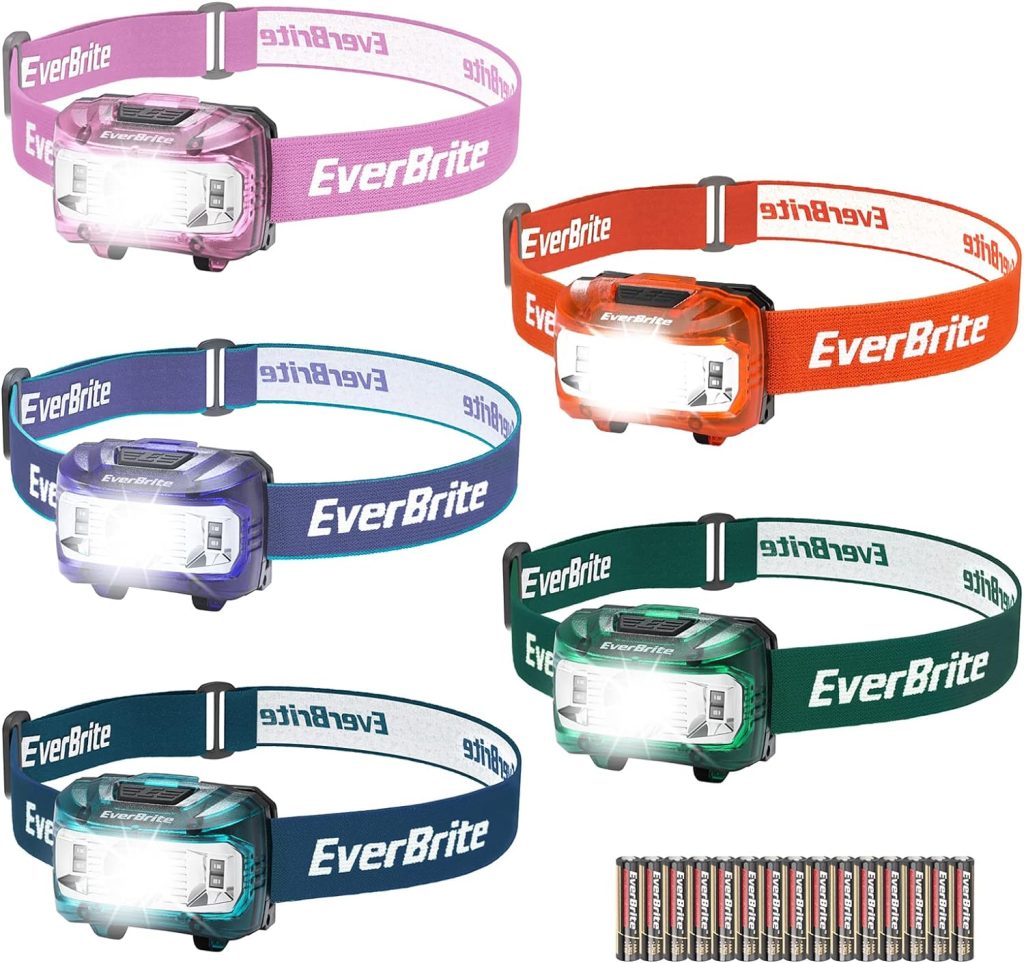EverBrite Headlamp, 5 Pack Kids Headlamp with Red Light and Memory Function, Head Lamp for Adults and Kids with 5 Modes, Bright Headlamps for Camping, Running, Batteries Included EverBrite Headlamp, 5 Pack Kids Headlamp with Red Light and Memory Function, Head Lamp for Adults and Kids with 5 Modes, Bright Headlamps for Camping, Running, Batteries Included