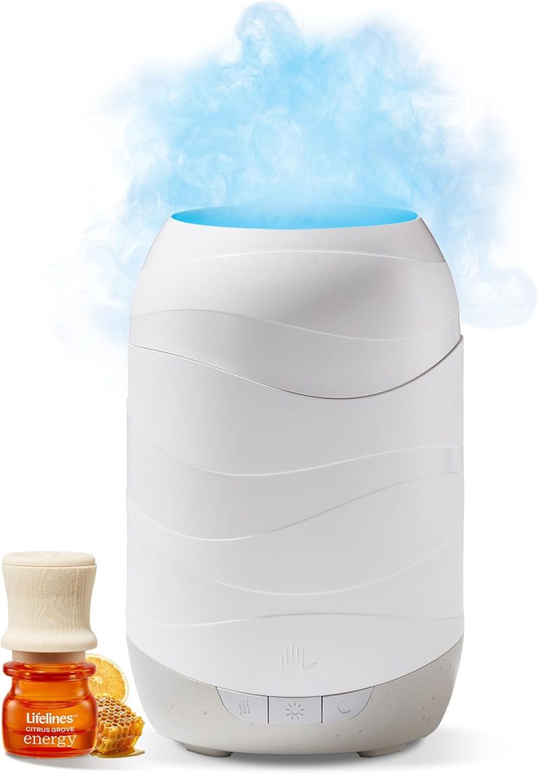 Lifelines Waves Ultrasonic Essential Oil Diffuser with Essential Oil Blend, 200ml – Aromatherapy Diffuser with Cascading Mist, Colored Lights & Auto-Shut Off Features – Home & Bedroom Essentials