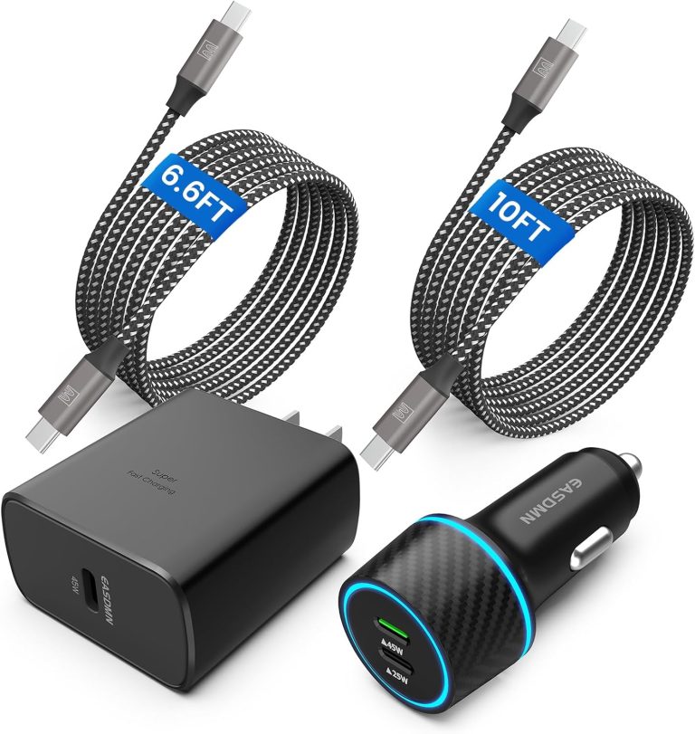 45W USB-C Charger, 2-Pack 45 Watt Super Fast Charger Type C PPS Wall/Car Charger for Galaxy S24 Ultra/S24+/S23 Ultra/S23+/S23/S22 Ultra/Note 10+, Tab S9 (10FT+6.6FT 5A Type C Cable)