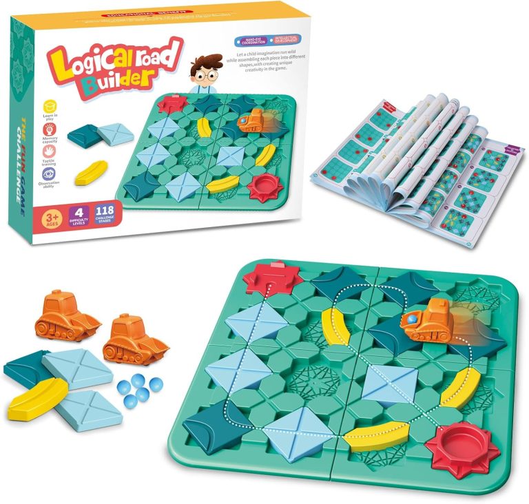 STEM Board Games – Logical Road Builder Brain Teasers Puzzles Toys for Kids 4-8 Year Old, Family Educational Montessori Toy for Boys Girls Aged 4 5 6 7 8 Preschool Classroom Learning (31 Pcs)