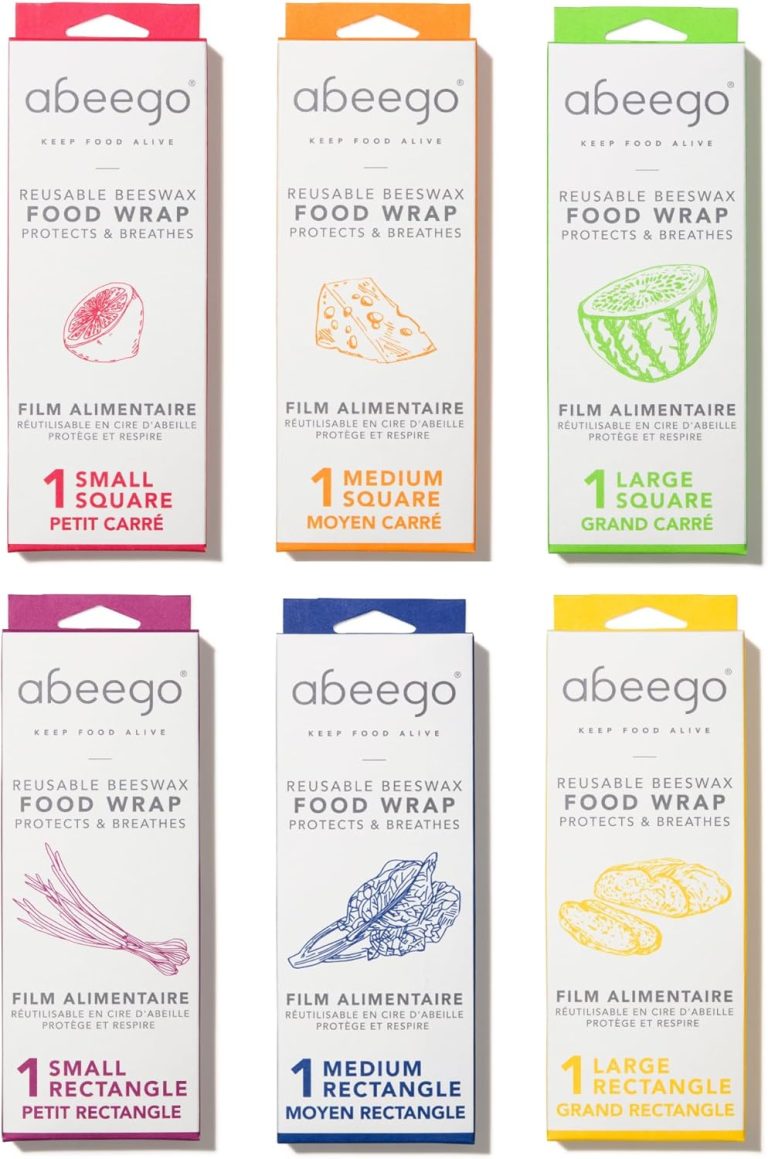 The Original Beeswax Food Storage Wrap – The Foundation – Bundle of 6 Variety Square and Rectangle Sheets (S,M,L)