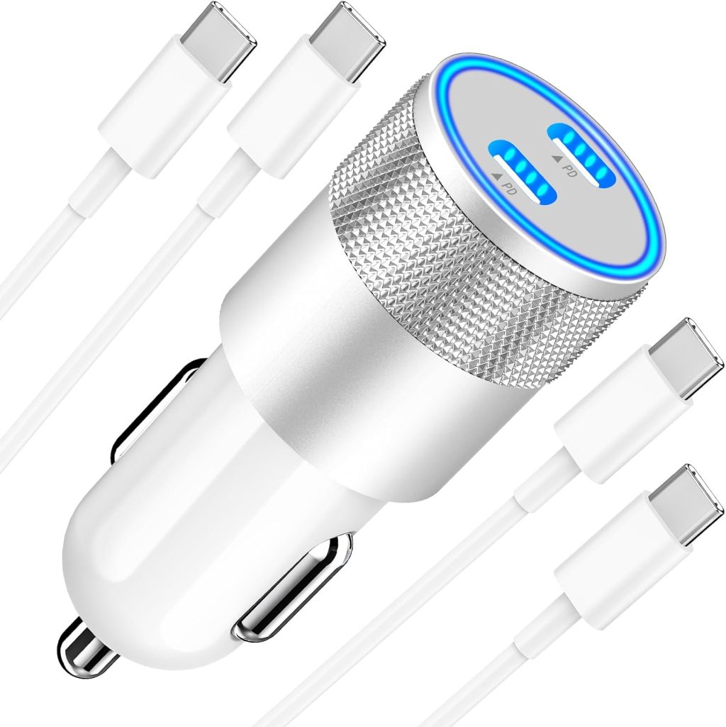 [Apple MFi Certified] iPhone 16 Car Charger Fast Charging, Braveridge 72W Dual PD USB-C Car Power Cigarette Lighter Type-C Car Charger + 2Pack Type-C Cable for iPhone 16 Pro/16 Pro Max/15/15 Pro/iPad