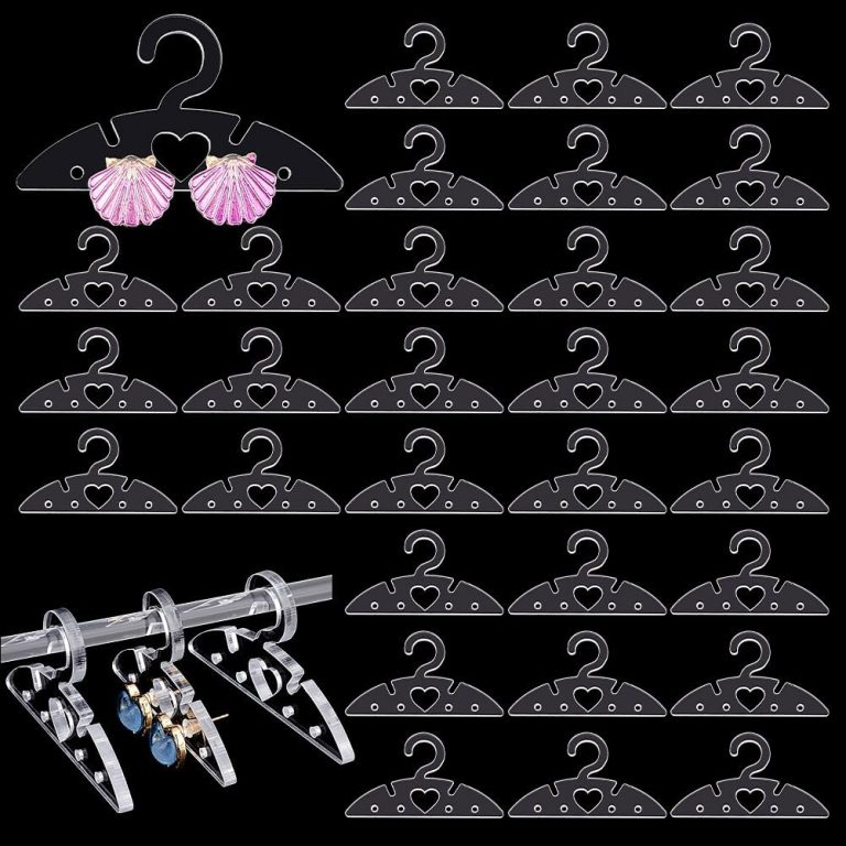 PH PandaHall 30PCS Earring Holder Stand Clothes Hanger Necklace Mini Hanger Rack Jewelry Display Dangle Organizer for Ear Studs Display Rack for Retail Show Jewelry Display Supplies