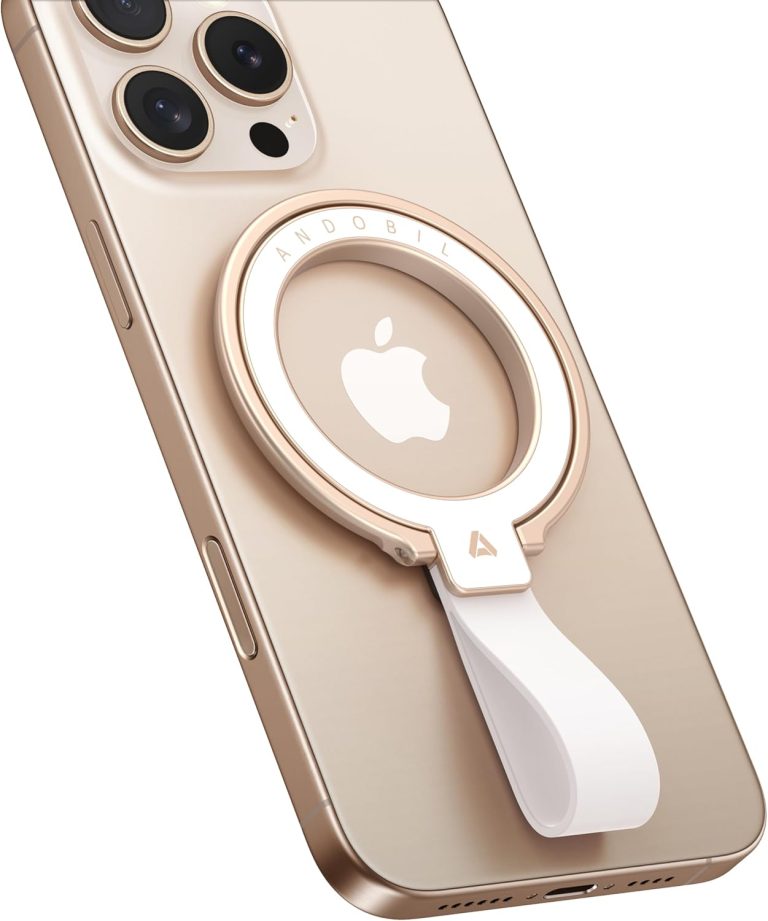 andobil [2024 Unrivaled Stability] Magnetic Phone Grip Holder for MagSafe Ring Stand Holder Kickstand Compatible with MagSafe Accessories for iPhone 16 Pro Max Plus iPhone15/14/13/12&Android,Rosegold