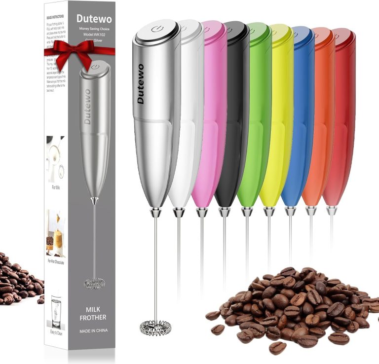 Hand Mixer Milk Frother for Coffee – Dutewo Frother Handheld Foam Maker for Lattes, Electric whisk Drink Mixer Mini Foamer for Cappuccino, Frappe, Matcha, Hot Chocolate Sliver