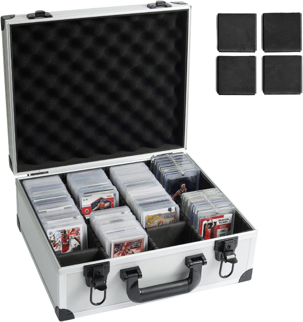 Toploaders Storage Box fits 3″ x 4″ 35pt Rigid Card, Trading Cards, Sports Cards,Graded Card ,Rating card, 7 DIY Sponge partition (Holds 600+ Toploaders) (M600-Silver) Toploaders Storage Box fits 3″ x 4″ 35pt Rigid Card, Trading Cards, Sports Cards,Graded Card ,Rating card, 7 DIY Sponge partition (Holds 600+ Toploaders) (M600-Silver)