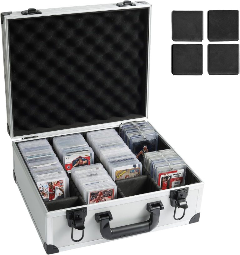 Toploaders Storage Box fits 3″ x 4″ 35pt Rigid Card, Trading Cards, Sports Cards，Graded Card ，Rating card， 7 DIY Sponge partition (Holds 600+ Toploaders) (M600-Silver)