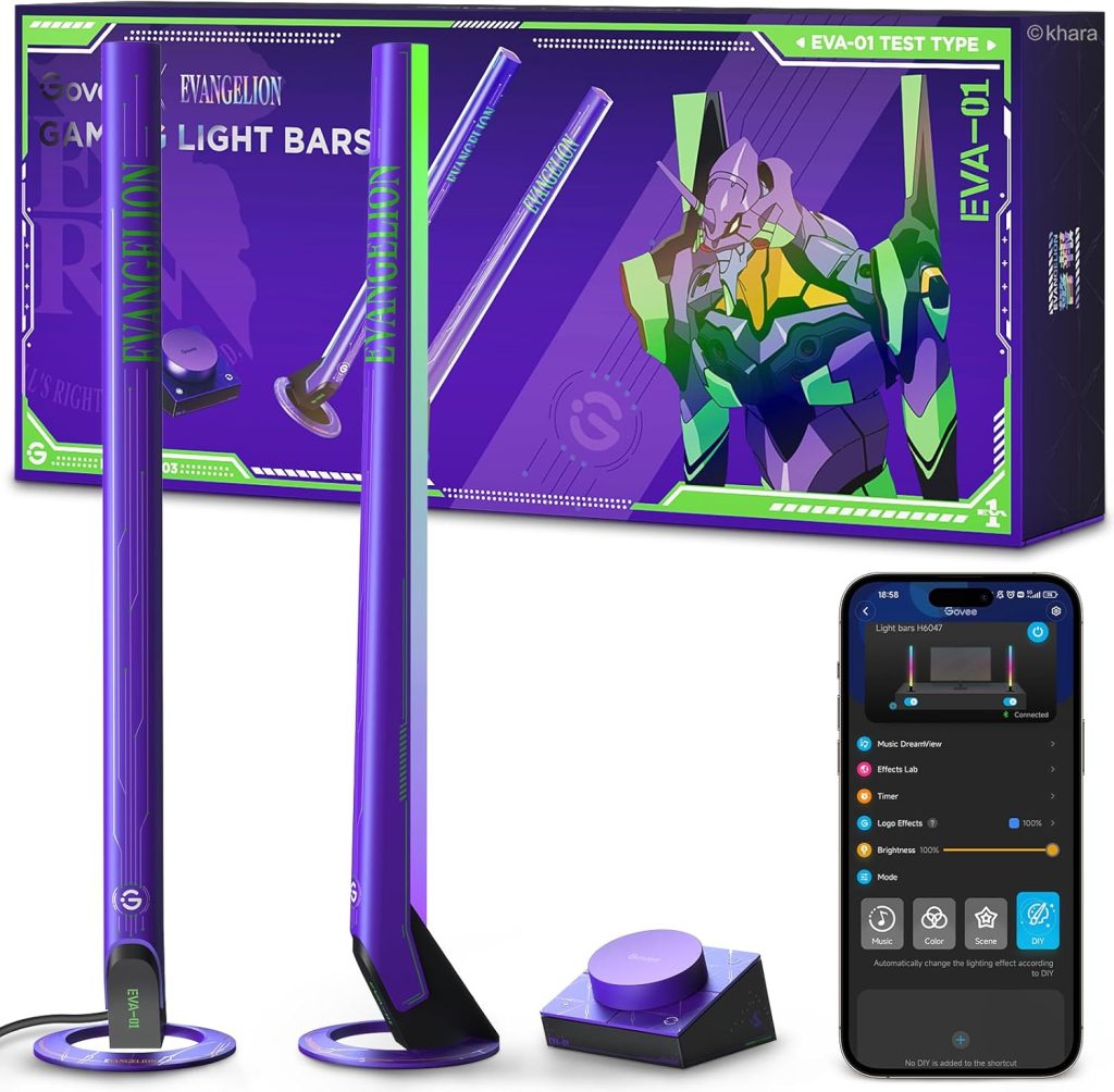 Govee x Evangelion RGBIC Gaming Light Bars H6047 with Smart Controller, Wi-Fi Smart LED Gaming Lights with Music Modes, 62 Scene Modes Built, Work with Alexa & Google Assistant, Game Room Light Decor Govee x Evangelion RGBIC Gaming Light Bars H6047 with Smart Controller, Wi-Fi Smart LED Gaming Lights with Music Modes, 62 Scene Modes Built, Work with Alexa & Google Assistant, Game Room Light Decor