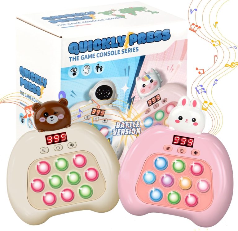 2 Pack Fast Push Game Pop Light Up Fidget Toy, Two-Player Online Battles are Possible Handheld Games for Kids and Adults, Handheld Educational Games Sensory Toys（Brown）