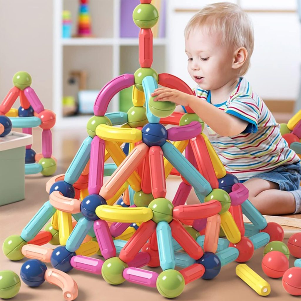 BAKAM Magnetic Building Blocks for Kids Ages 4-8, STEM Construction Toys for Boys and Girls, Large Size Magnetic Sticks and Balls Game Set for Kid’s Early Educational Learning (64PCS) BAKAM Magnetic Building Blocks for Kids Ages 4-8, STEM Construction Toys for Boys and Girls, Large Size Magnetic Sticks and Balls Game Set for Kid’s Early Educational Learning (64PCS)